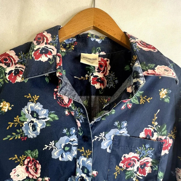 Bedford Fair Floral Button Down Long Sleeve Shirt Size Large - Picture 3 of 9